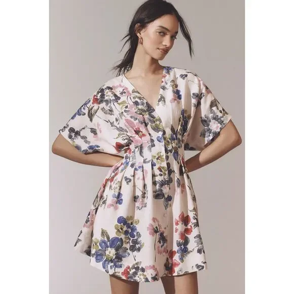 chinese dress ladies Strapless Linen A Line Mini Dress - Truffle main image 0
